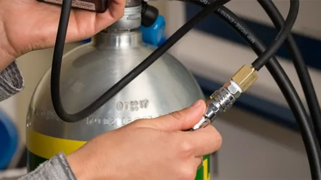 Cylinders and gauges at a gas blending station